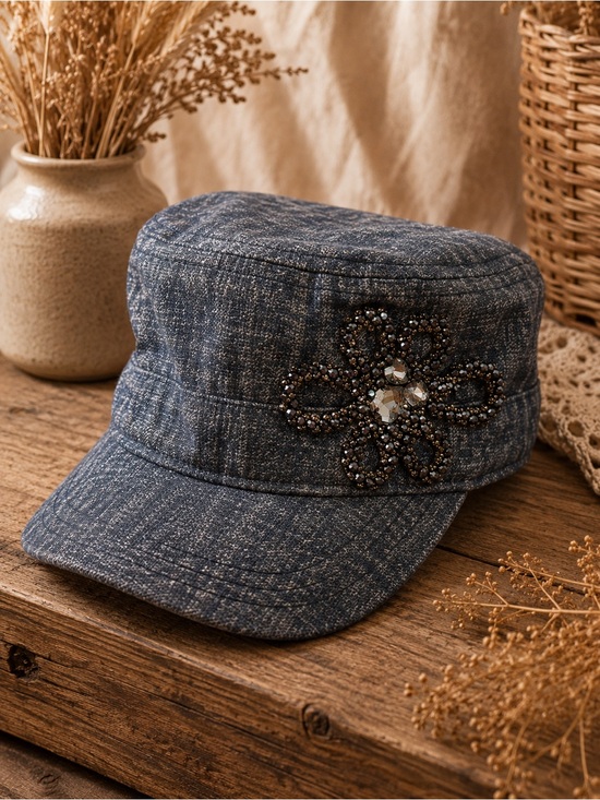 unbranded Accessories - Cadet Flower Embellished Cap Beaded Military‎ Hat